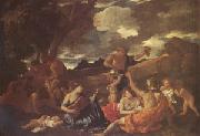 Nicolas Poussin The Andrians Known as the Great Bacchanal with Woman Playing a Lute (mk05) oil painting reproduction